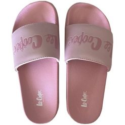 Klapki Lee Cooper W LCW-24-42-2488LA różowe. Czerwone klapki bez wzorów, z syntetyku, sportowe, bez obcasa, bez zapięcia. Za 135.33 zł.