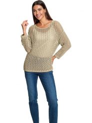 Heine Sweter w kolorze beżowym rozmiar: 38. Brązowe swetry Heine, bez wzorów, z bawełny, bez ramiączek. Za 101.45 zł.