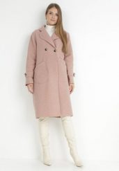 Różowy Płaszcz Dwurzędowy z Dzianiny Boucle Malme. Czerwone płaszcze Born2be, na jesień, bez wzorów, z dzianiny, bez kaptura. Za 179.99 zł.