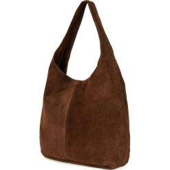 Worek skórzany Vera Pelle beżowy taupe U35. Brązowe torebki klasyczne bez wzorów, z materiału, na ramię, duże, zamszowe, bez dodatków. Za 119.99 zł.