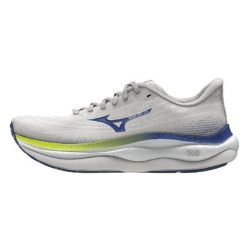 Buty do biegania damskie Mizuno Wave Sky 9 snow white/silver birch/ultramarine. Białe buty do biegania Mizuno, bez wzorów, bez zapięcia, do biegania, mizuno wave. Za 549.99 zł.