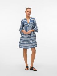 Vero Moda Sukienka w kolorze niebiesko-białym rozmiar: L. Białe sukienki Vero Moda, l, bez wzorów, z bawełny, bez kołnierzyka, bez ramiączek, mini. Za 127.95 zł.