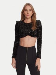 Elisabetta Franchi Bluzka TO-046-57E2-V370 Czarny Slim Fit. Czarne bluzki Elisabetta Franchi, bez wzorów, z syntetyku, bez kołnierzyka, bez ramiączek. Za 1,609.00 zł.