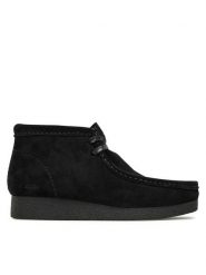 Clarks Trzewiki WallabeeEvoBt 261747434 Czarny. Czarne botki Clarks, bez wzorów, ze skóry, bez obcasa, na płaskiej podeszwie, bez zapięcia. Za 429.99 zł.