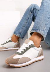 Brązowe Sneakersy z Ozdobnymi Wstawkami Fania. Brązowe buty sportowe lifestyle Renee, bez wzorów, eleganckie, bez zapięcia. W wyprzedaży za 67.99 zł.