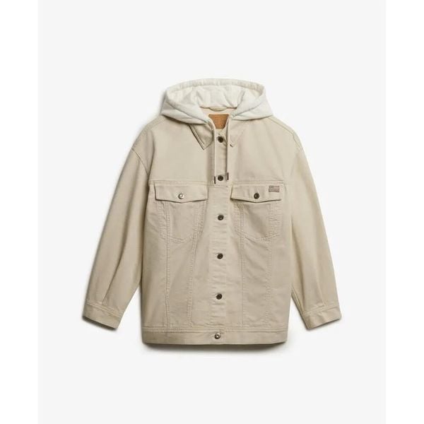 Kurtka trucker z kapturem dla kobiet Superdry. Brązowe kurtki Superdry, s, bez wzorów, casualowe, z kapturem. Za 482.10 zł.