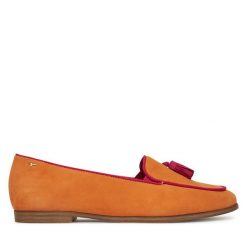 Mokasyny Tamaris. Brązowe mokasyny Tamaris, bez wzorów. Za 289.99 zł.
