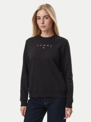 Tommy Jeans Bluza DW0DW23403 Czarny Regular Fit. Czarne bluzy Tommy Jeans, xl, bez wzorów, z bawełny, bez kaptura. Za 449.99 zł.