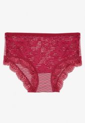 Bordowe Bawełniane Majtki Figi z Koronką Wexne. Czerwone figi Born2be, bez wzorów, z bawełny. Za 19.99 zł.