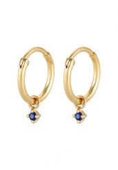Elli Damskie kreolki Trend pełne elegancji z syntetycznym szafirem w pozłacanym srebrze 925 Sterling Silver Kolczyki koła 1 ct. Szare kolczyki Elli, z szafirem, pozłacane. Za 328.99 zł.