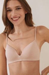 Women'secret biustonosz BCI kolor beżowy gładki. Brązowe biustonosze women'secret, bez wzorów, z bawełny. Za 139.99 zł.