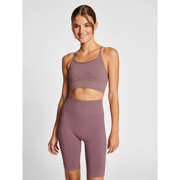 Bezszwowy biustonosz dla kobiet Hummel Tiffy. Fioletowe biustonosze Hummel, bez wzorów. Za 163.50 zł.