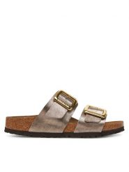 Birkenstock Klapki Sydney Cushion Buckle 1029372 Złoty. Żółte klapki Birkenstock, bez wzorów, ze skóry, bez obcasa, bez zapięcia. Za 359.99 zł.
