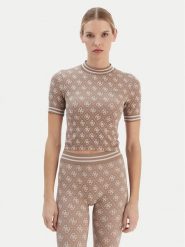 Guess T-Shirt V5BP07 K2000 Brązowy Slim Fit. Brązowe t-shirty Guess, l, z aplikacjami, z syntetyku, bez kołnierzyka, bez ramiączek. Za 150.50 zł.