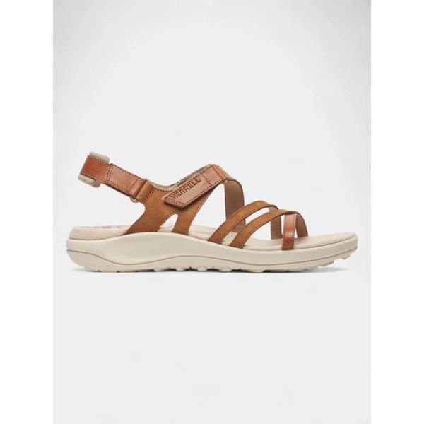 Sandały damskie Merrell Harbor Backstrap. Brązowe sandały Merrell, bez wzorów, sportowe, bez obcasa, bez zapięcia. Za 399.00 zł.