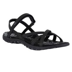 Sandały Damskie Kimbra. Brązowe sandały Trespass, bez wzorów, z materiału, sportowe, bez obcasa, bez zapięcia. Za 216.99 zł.