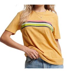 Koszulka turystyczna damska Superdry Vinage Great Outdoors t-shirt. Żółte t-shirty sportowe Superdry, bez wzorów, z bawełny, bez ramiączek. W wyprzedaży za 91.00 zł.