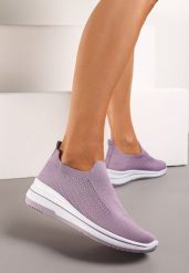 Fioletowe Casualowe Buty Sportowe na Płaskiej Podeszwie bez Zapięcia Adalora. Fioletowe buty sportowe lifestyle Renee, na lato, bez wzorów, z jeansu, sportowe, bez zapięcia. W wyprzedaży za 44.99 zł.