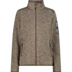 Kurtka Polarowa CMP Knit-Tech Damska 100% poliester – 04QV Toffee-Cream. Białe kurtki CMP, bez wzorów, z materiału, bez kaptura. Za 245.50 zł.