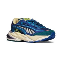 Buty sportowe Puma RS SURGE LAKESHORE 40559602. Niebieskie buty treningowe Puma, bez wzorów, z gumy, przed kostkę, bez zapięcia, do biegania. Za 332.63 zł.