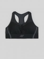 4F Biustonosz treningowy z niskim wsparciem damski - czarny XS/S. Czarne biustonosze sportowe 4f, bez wzorów, ze skóry, na fitness i siłownię. Za 119.99 zł.
