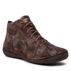 Botki Josef Seibel. Brązowe botki Josef Seibel, bez wzorów, bez obcasa, na płaskiej podeszwie, bez zapięcia. Za 329.99 zł.