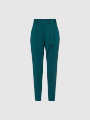 Les Lunes Spodnie "Jade" w kolorze zielonym rozmiar: L. Zielone spodnie materiałowe Les Lunes, bez wzorów, z materiału, z podwyższonym stanem. Za 217.99 zł.