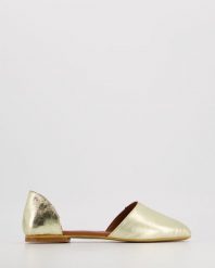 SKÓRZANE BALERINY E249-1 GOLD. Baleriny Venezia, bez wzorów, ze skóry, bez obcasa, bez zapięcia. Za 199.00 zł.
