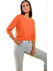Heine Sweter w kolorze pomarańczowym rozmiar: 38. Pomarańczowe swetry Heine, bez wzorów, bez ramiączek. Za 64.95 zł.