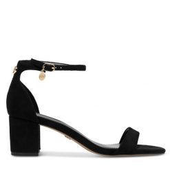 Sandały Nine West. Czarne sandały Nine West, bez wzorów, bez obcasa, na słupku, bez zapięcia. Za 219.99 zł.
