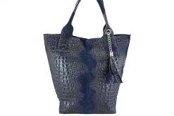 Worek skórzany BARBERINI'S granatowy 375/7-4. Niebieskie shopper bag Barberinis, bez wzorów, ze skóry, biznesowe, zamszowe, bez dodatków. Za 219.99 zł.
