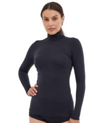 Koszulka damska golf z wełną Brubeck COMFORT MERINO. Białe swetry Brubeck, s, bez wzorów, z materiału, klasyczne, bez ramiączek. Za 234.99 zł.