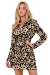 Żakietowa sukienka marynarka z paskiem i modnym nadrukiem. Marynarki i żakiety MOE, xxl, bez wzorów, eleganckie, bez ramiączek. Za 439.00 zł.