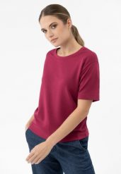 Różowa bluzka z modalem TM-ELI. Czerwone bluzki Volcano, m, bez wzorów, z elastanu, bez kołnierzyka, bez ramiączek. Za 79.99 zł.