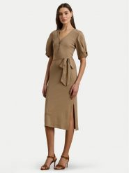 LAUREN RALPH LAUREN Sukienka codzienna 250964070002 Beżowy Slim Fit. Brązowe sukienki Lauren Ralph Lauren, na co dzień, xl, bez wzorów, z bawełny, bez kołnierzyka, bez ramiączek, proste. Za 649.99 zł.