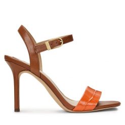 Sandały LAUREN RALPH LAUREN. Brązowe sandały Lauren Ralph Lauren, bez wzorów, bez obcasa, na szpilce, bez zapięcia. Za 629.99 zł.