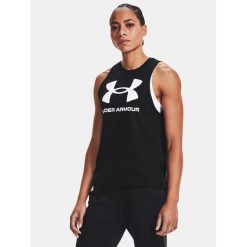 Koszulka damska tank top UNDER ARMOUR 1356297 bez rękawów. Czarne topy Under Armour, s, bez wzorów, bez kołnierzyka, bez ramiączek. W wyprzedaży za 73.70 zł.