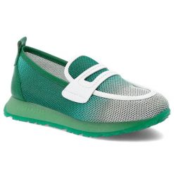 Zielone Półbuty Hispanitas Eleganckie Obuwie Damskie. Białe półbuty wsuwane Hispanitas, bez wzorów, ze skóry, eleganckie, bez obcasa. Za 539.99 zł.
