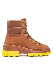 Stuart Weitzman Trapery Noho Hiker Bootie SC739 Brązowy. Brązowe traperki Stuart Weitzman, bez wzorów, ze skóry, bez obcasa, bez zapięcia. Za 3,449.00 zł.