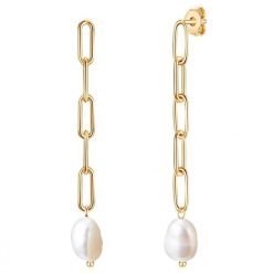 Valero Pearls Stal nierdzewna Perła hodowlana słodkowodna Kolczyki 1 ct Damski. Białe kolczyki Valero Pearls, z perłą, pozłacane. Za 299.99 zł.