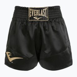 Spodenki treningowe Everlast Muay Thai. Czarne szorty sportowe Everlast, bez wzorów, na fitness i siłownię. Za 199.99 zł.