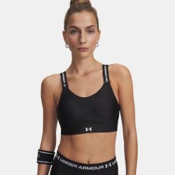 Biustonosz sportowy Under Armour Infinity 2.0 High Sports Bra. Czarne biustonosze sportowe Under Armour, bez wzorów, na fitness i siłownię. Za 179.99 zł.