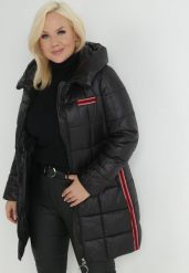 Czarna Kurtka Pikowana Długa z Kontrastowymi Lampasami Feosa. Czarne kurtki Born2be, l, bez wzorów, z tkaniny, bez kaptura. W wyprzedaży za 167.99 zł.