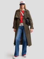 Płaszcz damski trencz khaki Sigreena 303. Zielone płaszcze BIG STAR, l, bez wzorów, z bawełny, eleganckie, bez kaptura. Za 399.99 zł.