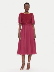 Swing Sukienka koktajlowa 5AI02500 Bordowy Regular Fit. Czerwone sukienki Swing, bez wzorów, z syntetyku, wizytowe, bez kołnierzyka, bez ramiączek. Za 469.99 zł.