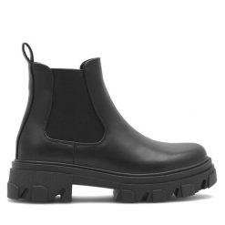 Botki DeeZee. Czarne botki DeeZee, bez wzorów, bez obcasa, na płaskiej podeszwie, bez zapięcia. Za 139.99 zł.