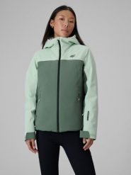 4F Kurtka zimowa membrana 5000 damska - miętowa S. Niebieskie kurtki 4f, na zimę, l, bez wzorów, klasyczne, bez kaptura. Za 399.99 zł.