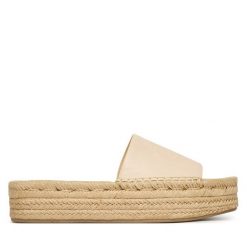 Espadryle Calvin Klein. Brązowe espadryle Calvin Klein, bez wzorów, bez obcasa. Za 449.99 zł.