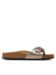 Birkenstock Klapki Madrid Bs 1020632 Złoty. Żółte klapki Birkenstock, bez wzorów, ze skóry, bez obcasa, bez zapięcia. Za 399.99 zł.