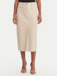 Morgan Spódnica z imitacji skóry 261-JILFIT Beżowy Slim Fit. Brązowe spódnice Morgan, bez wzorów, ze skóry. Za 349.99 zł.